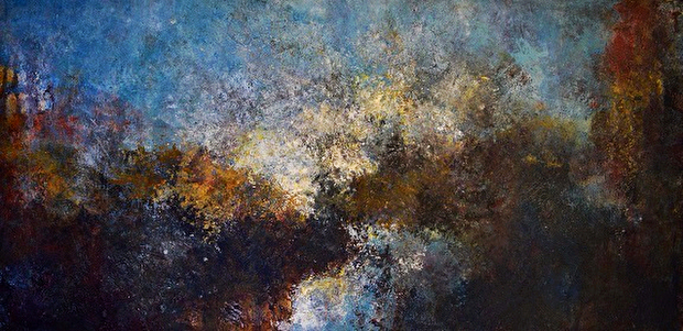 Passageway by Mary Mendla Oil/cold wax/mixed media ~ 18 x 36